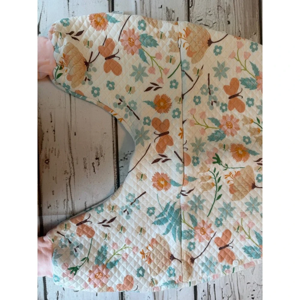 Floral Butterfly Quilted Wearable Blanket Sleep Sack Pink Cotton Size L